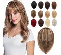 Elailite Flequillo Protesis Capilar Postizo Pelo Hairband Diadema Trenzada para Mujer Hair Topper Cabello Sintético 92g # Marrón Claro/Rubio