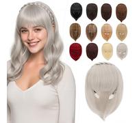 Elailite Flequillo Protesis Capilar Postizo Pelo Hairband Diadema Trenzada para Mujer Hair Topper Cabello Sintético 92g # Gris Plateado