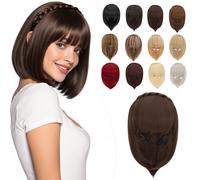 Elailite Flequillo Protesis Capilar Postizo Pelo Hairband Diadema Trenzada para Mujer Hair Topper Cabello Sintético 92g # Marrón Castaño