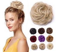 Elailite Moño Postizo de Pelo 18H613# Rubio Oscuro/Rubio Claro, Moños Postizos Coleteros Coleta Postiza Coletas Extensión de Coletero para Mujer Cabello Accesorios 35g