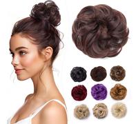 Elailite Moño Postizo de Pelo 2A33# Negro Natural Ombre Castaño Rojizo Oscuro, Moños Postizos Coleteros Coleta Postiza Coletas Extensión de Coletero para Mujer Cabello Accesorios 35g