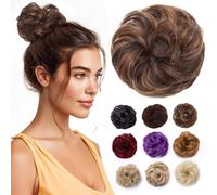 Elailite Moño Postizo de Pelo 4T30# Castaño Oscuro Ombre Castaño Cobrizo Claro, Moños Postizos Coleteros Coleta Postiza Coletas Extensión de Coletero para Mujer Cabello Accesorios 35g