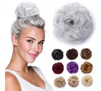 Elailite Moño Postizo de Pelo # Gris Plata, Moños Postizos Coleteros Coleta Postiza Coletas Extensión de Coletero para Mujer Cabello Accesorios 35g
