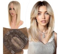 Elailite Protesis Capilar Mujer Castaño Medio/Rubio Miel/Rubio Claro, Postizo Pelo Sintética Clip in Hair Topper Cabello 35cm 120g