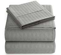 Elaine Karen Home Couture Italiano 1500 Hilos 100% Egipcio Rayas 4 King de sábana de Juego, Gris