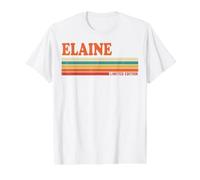 Elaine Retro Personalizado Nombre Vintage Rayas Camiseta gráfica económica, Hombre, Blanco, S