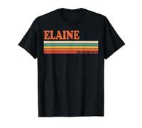 Elaine Retro Personalizado Nombre Vintage Rayas Camiseta gráfica económica, Hombre, Negro, S