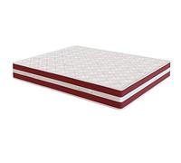 elalmacendelcolchon - Colchón viscoelastico Modelo Confort Life, 150 x 200 x 24cm - Todas Las Medidas, Blanco y Rojo