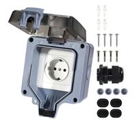 Elalove Enchufe de superficie IP66 para exteriores, resistente al agua, 16 A, para ambientes húmedos, con tapa abatible, distribuidor de corriente para jardín, corriente fuerte, montaje en pared