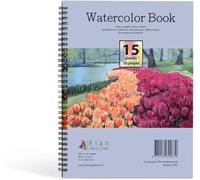 Elan Cuaderno de Acuarela A4, 15 Hojas 300gsm Papel 100% Algodón Italiano, Bloc Acuarela A4, Bloque de Papel Acuarela Blanco, Watercolour Book A4, Almohadilla de Acuarela, Cuaderno para Pintar