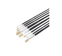 Elan Juego de Pinceles Planos, 8 Piezas de Pinceles Sintéticos Tipo Cerda, Pincel Pelo Sintetico, Pincel Plano Mango Largo, Pinceles de Cerda Oleo