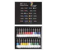 Elan Set Pintura y Oleo Profesional, 24 Tubos 12ml, Kit Pintura Oleo para Lienzos, Set para Adultos