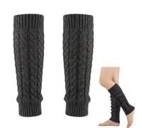 Elandy Calentadores térmicos de invierno cálidos para piernas, calcetines largos para botas, almohadillas para leggings para mujeres, señoras y niñas(Gris oscuro)