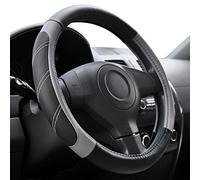 Elantrip Funda Deportiva de Cuero para Volante de 14 1/2 a 15 Pulgadas, Universal, Acolchada, Suave, Transpirable, para Coche, camión, SUV, Jeep, Antideslizante, sin Olor, Negro y Gris