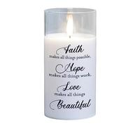Elanze Designs Faith Makes All Things Possible White 6 x 3 Vela de cristal en vidrio