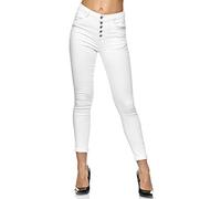 Elara Jeans para Mujer Cintura Alta Slim Fit Botones Chunkyrayan Blanco EL15-1 Weiss-54 (7XL)