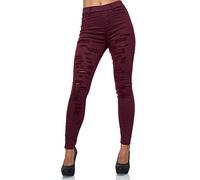 Elara Manguito's Cintura Alta para Mujer Aspecto destruidoChunkyrayan A89-5 Bordeauxrot-48 (4XL)