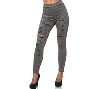Elara Manguito's Cintura Alta para Mujer Aspecto destruidoChunkyrayan A89-6 Grau-44 (2XL)