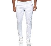 Elara Pantalón Chino Hombre Regular Slim Fit Elástico Chunkyrayan Blanco MEL009-Weiß-29/34