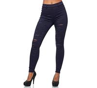 Elara Pantalones Mujer Cintura Alta Destruido Look Chunkyrayan Azul Oscuro A000-1 Navy-38 (M)