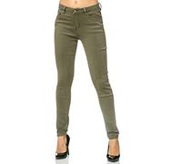 Elara Pantalones para Mujer Jeans Elástico Chunkyrayan Verde Oliva G09-5 Olive 38 (M)
