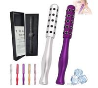 Elarique Face Roller, Elarique Glow Sculpting - Beauty Roller, Facelift Pro Rollers, Uplifting Facial Massaging Beauty Tool, Germanium Stones Face Tool, For Up Lifting And Skin Care (Silver+Purple)