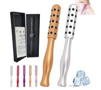 Elarique Face Roller, Elarique Glow Sculpting - Beauty Roller, Facelift Pro Rollers, Uplifting Facial Massaging Beauty Tool, Germanium Stones Face Tool, For Up Lifting And Skin Care (Gold+Silver)