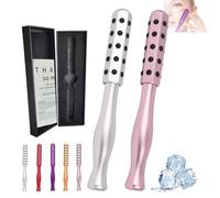 Elarique Face Roller, Elarique Glow Sculpting - Beauty Roller, Facelift Pro Rollers, Uplifting Facial Massaging Beauty Tool, Germanium Stones Face Tool, For Up Lifting And Skin Care (Silver+Pink)