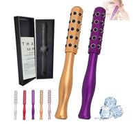 Elarique Face Roller, Elarique Glow Sculpting - Beauty Roller, Facelift Pro Rollers, Uplifting Facial Massaging Beauty Tool, Germanium Stones Face Tool, For Up Lifting And Skin Care (Gold+Purple)