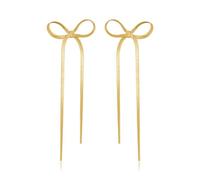 Elarith Pendientes de borla de lazo para mujer, cadena de hueso de serpiente, joyería larga para colgar, latón, no hay