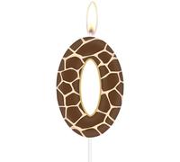elas de cumpleaños de jirafa, vela con el número 0 de impresión de jirafa para pasteles, decoraciones de cumpleaños de jirafa, temática de animales de la selva para suministros de decoración de
