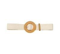 Elastic Belt - Woven Straw Waist Strap, Raffia Cinch, Adjustable Women Belt With Round Buckle | Stretch Woven Girdle For Long Shirt Coat Commuting Daily Wear Office Work Dress Blouse Skirt