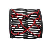 Elastic Comb Clip, Double Hair Comb, Vintage Magic Hair Clip, Flexible Non-Slip Design, Secure Hold for Braids and Buns, 5cm/1.97 Inches, Black, 1 Piece