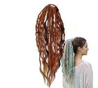 Elastic Dread Ponytail Salty Soul, extensión de cabello Boho Dreadlock instantánea con cuentas, accesorio elástico fácil de cola de caballo de un minuto, para uso informal (A7)