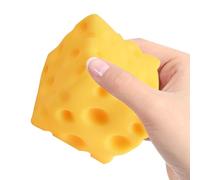 Elastic Food Simulation, Squish Cheddar Calming Object, 2.75 Inches with Porous Detail, Flexible Rebound Gadget, Pitted Pastry with Bright Style, Focus Accessory for Office