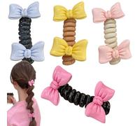 Elastic Head Band - Ties De Cabello Bobina Para Mujeres | Scrunchies Elásticos Coil Caponi Con Prua 4 Piezas | Servicios De Cola De Caballo Lindas Mujeres Estilo Para Niños Rizados De L