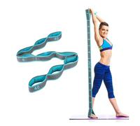 Elastic Yoga Stretching Strap with Loops, Multi-Ring Stretch Strap for Ballet Leg Body Flexibility Training, Portable Dance Pilates Gymnastics Exercise Band for Home Workout & Physical Therapy