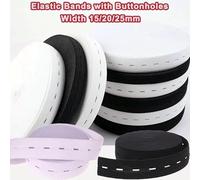 Elastica Costura Bandas elásticas de 2/5M con banda de costura elástica con parte posterior plana de 15/20/25mm, cinturón de cordón elástico de punto for pretina de pantalones DIY(Black,2METER_25MM)