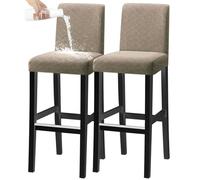 Elasticas Fundas Para Taburetes De Bar, Impermeable Fundas De Silla De Bar Suave Antideslizante Extraíble Fundas Para Sillas Con Respaldo Bajo Lavable Funda Para Taburete De Bar-Gris pardo-2 Pieza