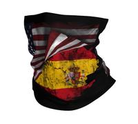 Elástico Calentador de Cuello,Bandera española Vintage de América y España,Pasamontañas Secado rápido Cuello Bufanda para Cámping Ciclismo Mujer 26X30cm