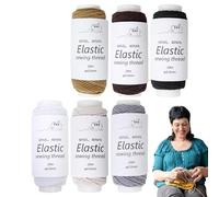 elástico de 0,5 mm para pulseras, de elástico, paquete de 6 rollos de 20 metros, cable de perlas de poliéster para hacer joyas, acolchar, tejer y manualidades con volantes