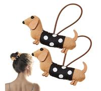 Elástico para el Cabello Para Mujeres, Elástico Con Chicas Lindas - Divertido Dachshund 2x Lindas Bandas para el Cabello - Hairdarls Van Strip, Coletas Chev
