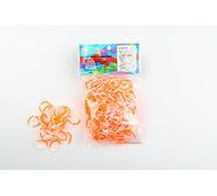 Elásticos Rainbow Loom Bicolor Naranja-Blanco