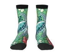 élastiques Calcetines 40cm Turtles marina verde hibisco Socks inodoro Calcetines Deportivos para Trekking Running Senderismo