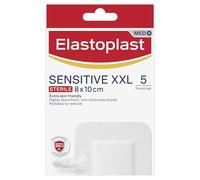 Elastoplast Extra agradable a la piel, sensible y estéril, impermeable XL, almohadillas antiadherentes altamente absorbentes, sin dolor para quitar 5 apósitos cada 8 x 10 cm