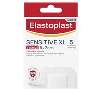 Elastoplast Extra agradable a la piel, sensible y estéril, impermeable XL, almohadillas antiadherentes altamente absorbentes, sin dolor para quitar 5 apósitos cada 6 x 7 cm