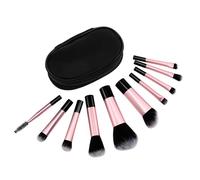 ELAYARD 10 piezas Mini Brochas Maquillaje con Estuche Negro Completo Viaje Cepillos Suaves para Ojos Rubor Iluminador Compacto Portable