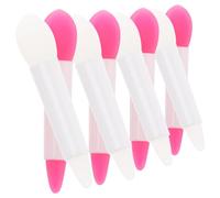 ELAYARD 16 piezas Cabezales de Silicona para Brochas de Labios y Sombras Aplicador Multiuso para Bálsamo Labial y Crema de Ojos con Mango Blanco y Diseño Semitransparente y Rosa para Uso