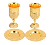 ELAYARD 2 Juegos Vintage Judaica Wine Goblet Bandeja Embossed Chalice para Celebraciones Religiosas Shabbat Havdalah