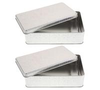 ELAYARD 2 Piezas Caja para Guardar Tarjetas o Recuerdos Rectangular de Hojalata Plateada con Diseño Apilable y Compacto en Bodas y Aniversarios